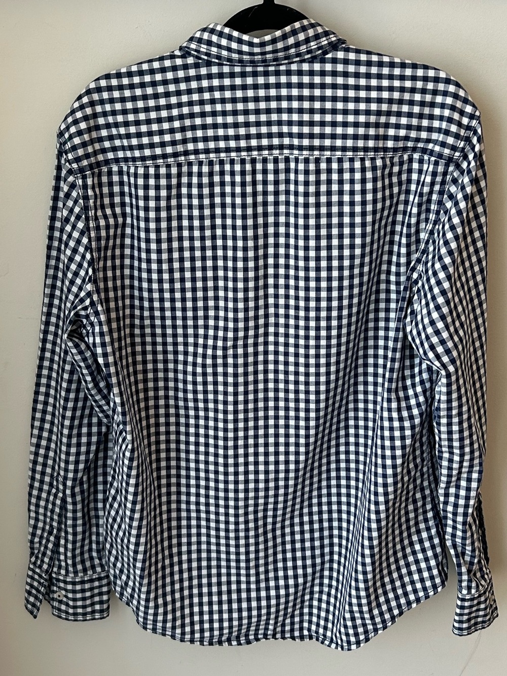 American Rag Slim Fit Navy Gingham Button Down Shirt Men’s L 16 inch neck - Picture 7 of 12